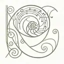 Nautilus Shell with music notes intertwined tattoo design idea