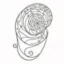 Nautilus Shell with music notes intertwined tattoo design idea