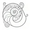 Nautilus Shell with music notes intertwined tattoo design idea