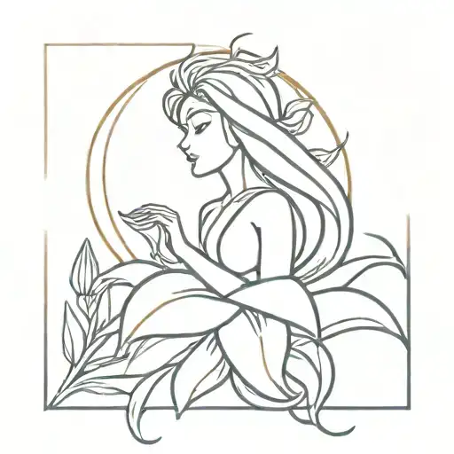 lily flower blooming with the sun of Rapunzel in tangled  tattoo design idea
