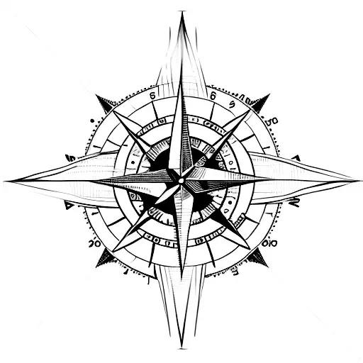 A tattoo of a compass with a hidden message in binary code tattoo design idea