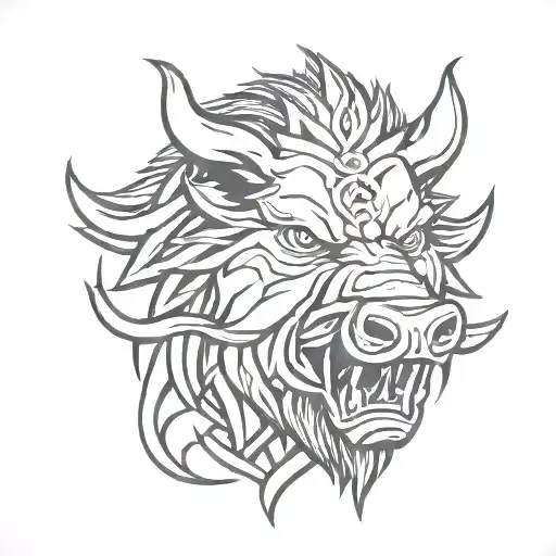 irish celtic boar head angry tattoo design idea