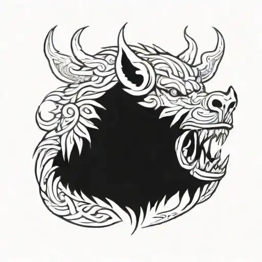 angry irish celtic boar head  tattoo design idea
