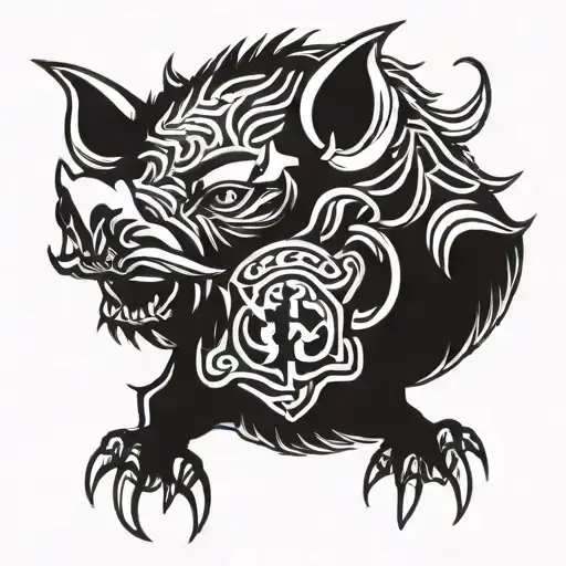 irish celtic boar head angry tongue tattoo design idea