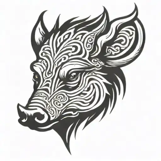 angry irish celtic boar head  tattoo design idea