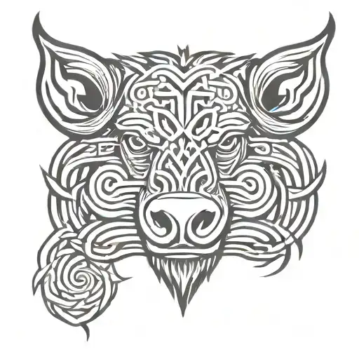 irish celtic boar head angry tattoo design idea