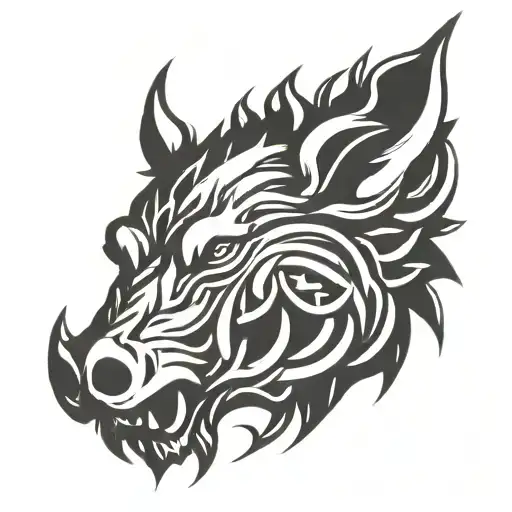 angry celtic boar head tattoo design idea
