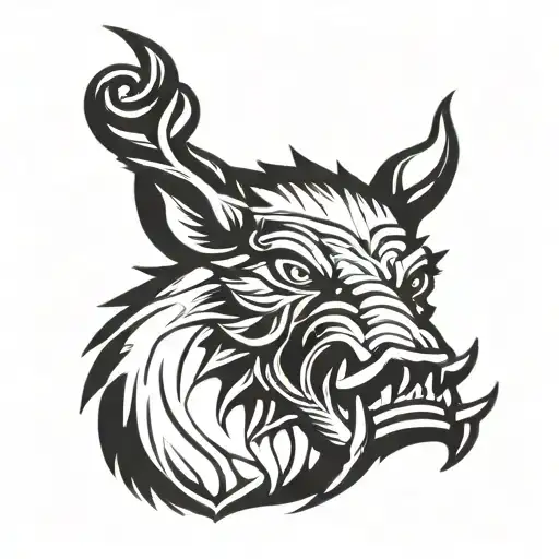 angry irish celtic boar head  tattoo design idea