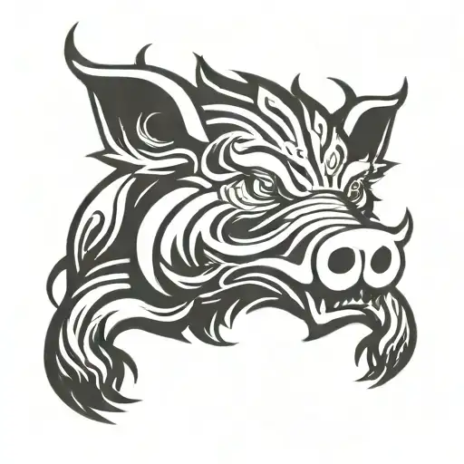 irish celtic boar head angry tattoo design idea