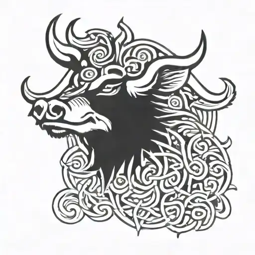 angry irish celtic boar head tattoo design idea