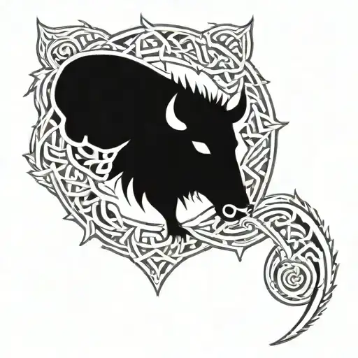 angry irish celtic boar head tattoo design idea