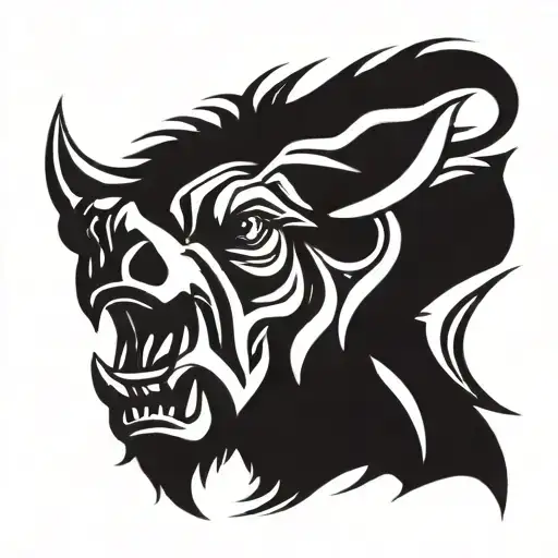 irish celtic boar head angry tattoo design idea