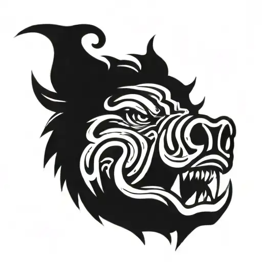 irish celtic boar head angry tongue tattoo design idea