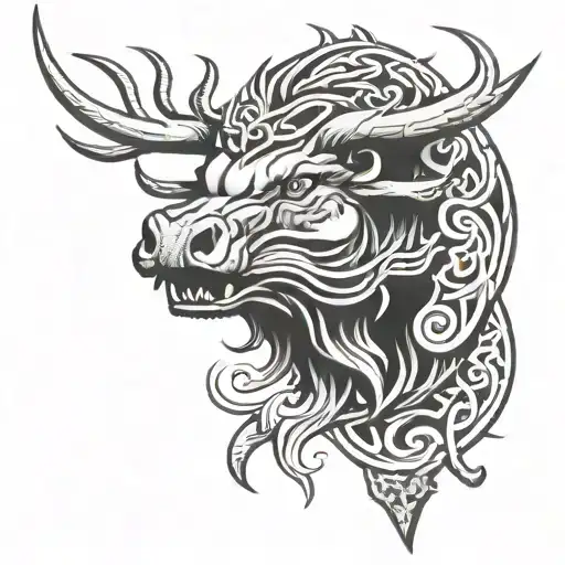 irish celtic boar head angry tattoo design idea