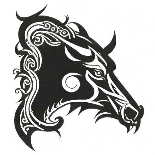 angry irish celtic boar head tusks tattoo design idea