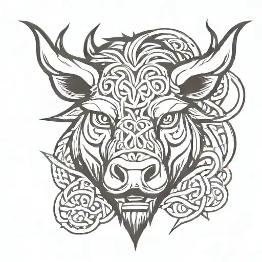 angry celtic boar head tattoo design idea