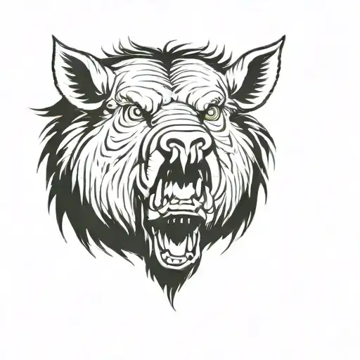 angry celtic boar head tongue tattoo design idea