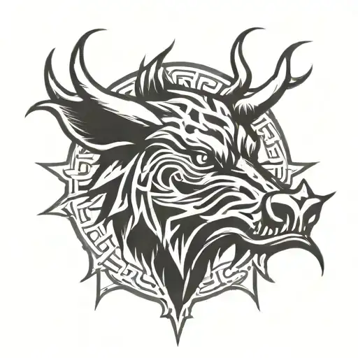 angry celtic boar head tattoo design idea