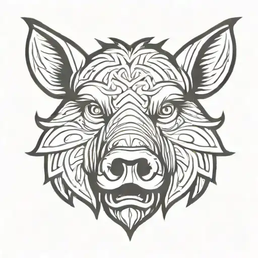 irish celtic boar head angry tattoo design idea