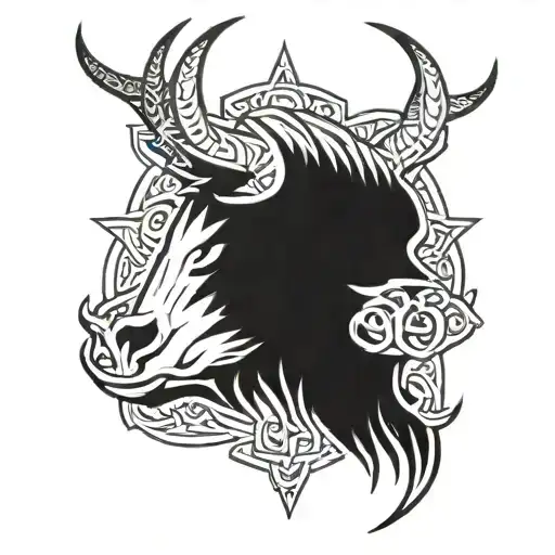 angry celtic boar head tattoo design idea