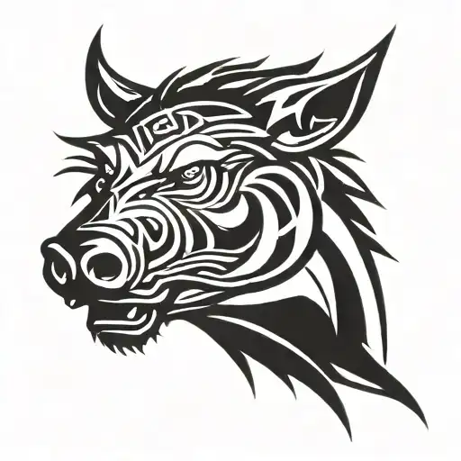 irish celtic boar head angry tattoo design idea