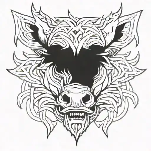angry celtic boar head tattoo design idea