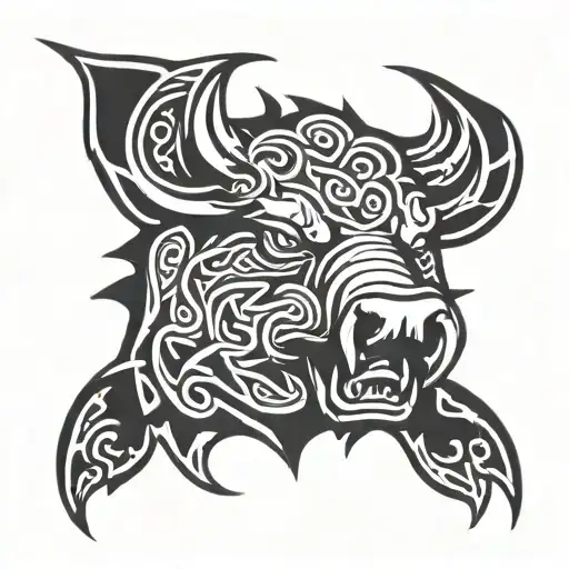 irish celtic boar head angry tongue tattoo design idea