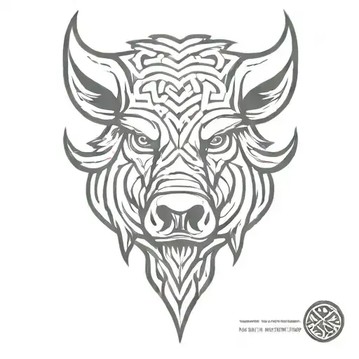 angry celtic boar head tattoo design idea
