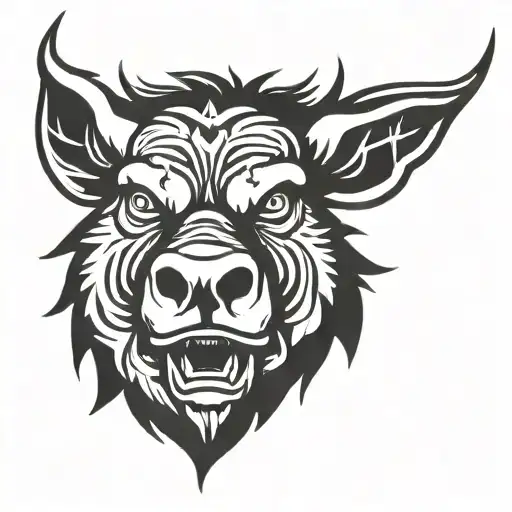 irish celtic boar head angry tattoo design idea