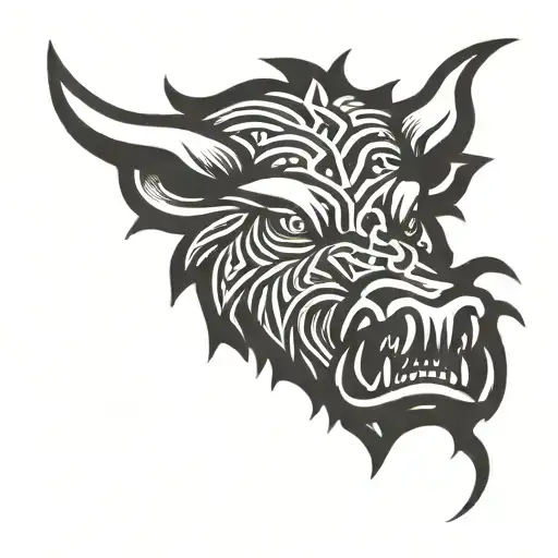 angry irish celtic boar head  tattoo design idea