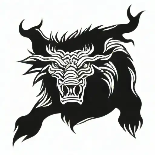 irish celtic boar head angry tongue tattoo design idea