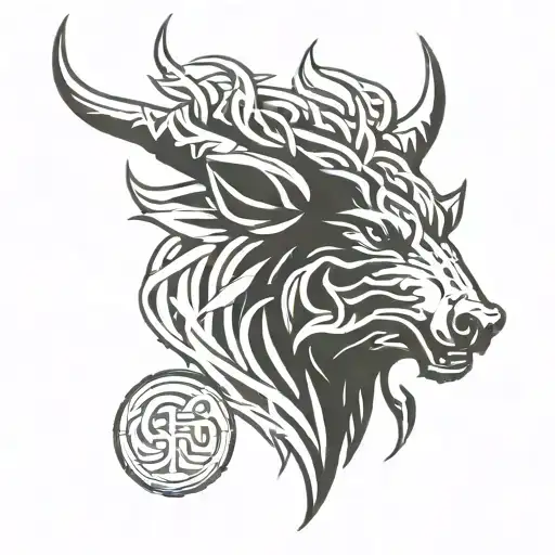 angry celtic boar head tattoo design idea
