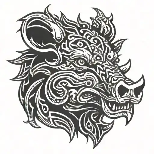 irish celtic boar head angry tongue tattoo design idea
