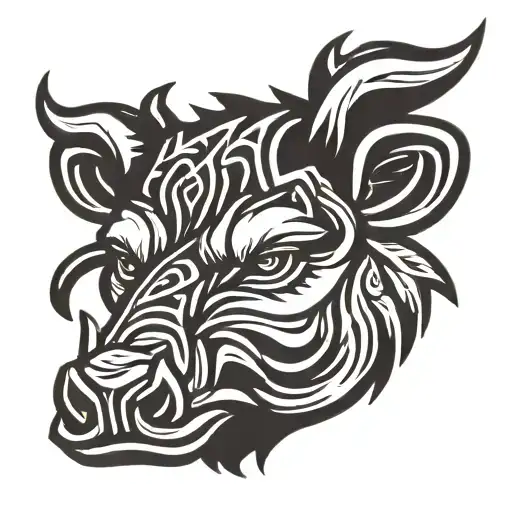 angry irish celtic boar head  tattoo design idea