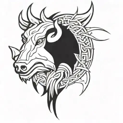 angry irish celtic boar head  tattoo design idea