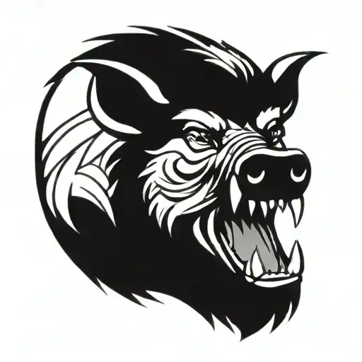 irish celtic boar head angry tattoo design idea