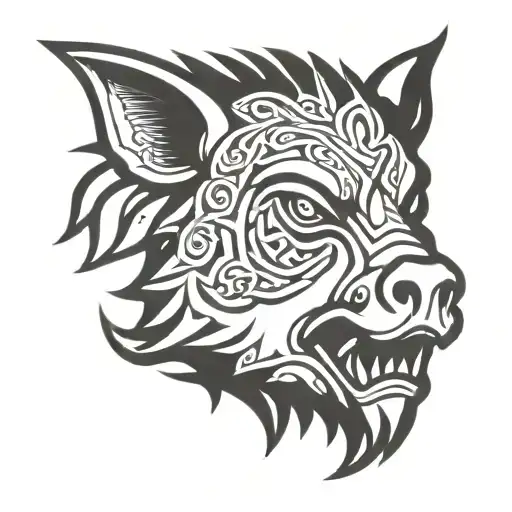 irish celtic boar head angry tattoo design idea