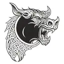 angry irish celtic boar head tongue tattoo design idea