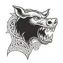 angry irish celtic boar head tongue tattoo design idea
