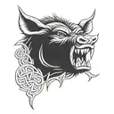 angry irish celtic boar head tongue tattoo design idea