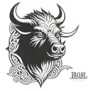 angry irish celtic boar head  tattoo design idea