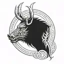 angry celtic boar head tattoo design idea