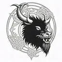angry celtic boar head tattoo design idea