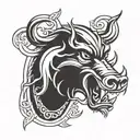 angry irish celtic boar head tongue tattoo design idea