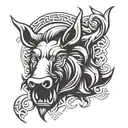angry irish celtic boar head tongue tattoo design idea