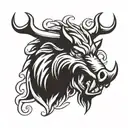 angry irish celtic boar head tongue tattoo design idea