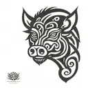 irish celtic boar head angry tattoo design idea