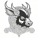 angry celtic boar head tattoo design idea