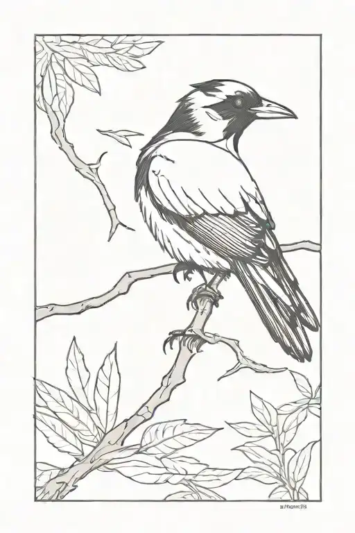 Australian magpie tattoo design idea