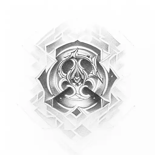 spining up stairs to temple tattoo design idea